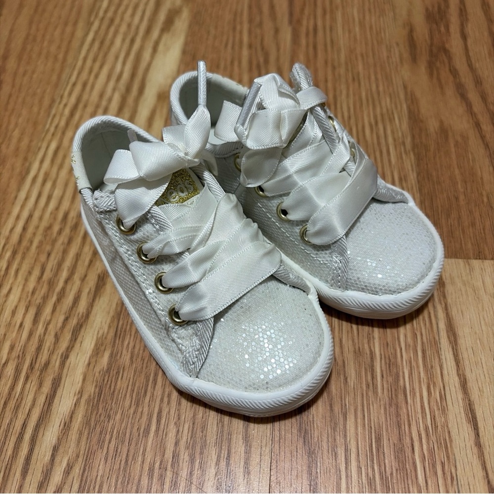Keds Infant White Glitter Ribbon Lace-Up Sneakers